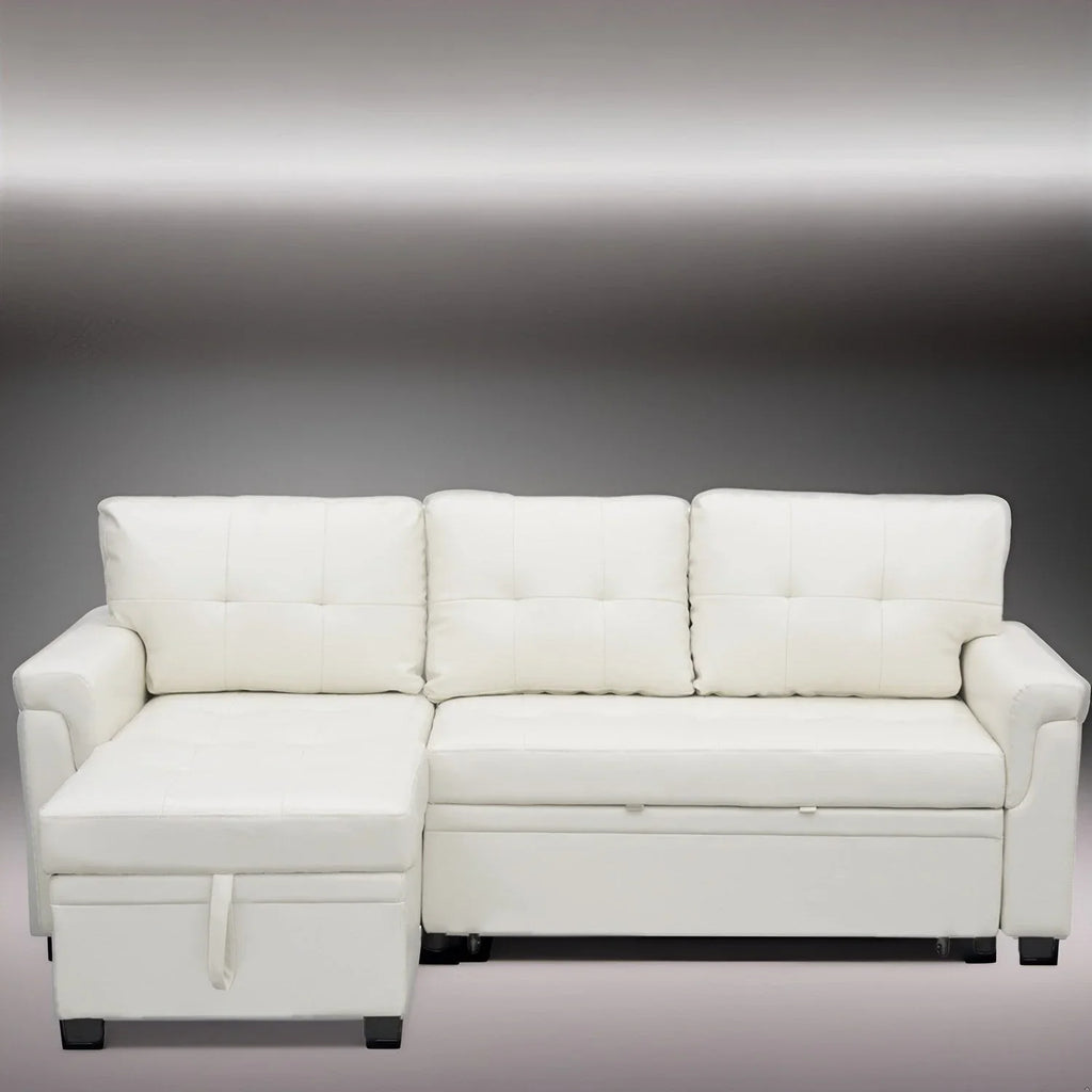 Canapé d'angle réversible avec lit gigogne, méridienne de rangement, pieds durables,