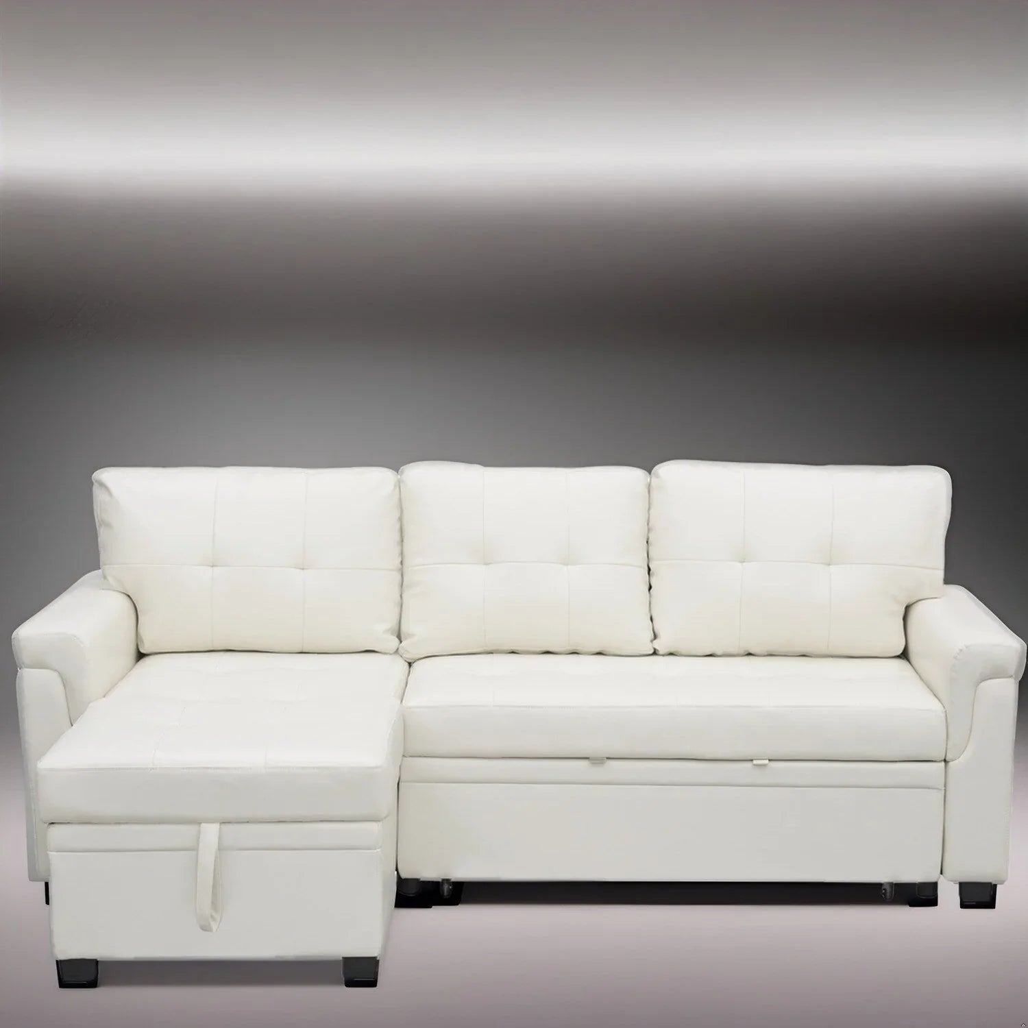 Canapé d'angle réversible avec lit gigogne, méridienne de rangement, pieds durables,