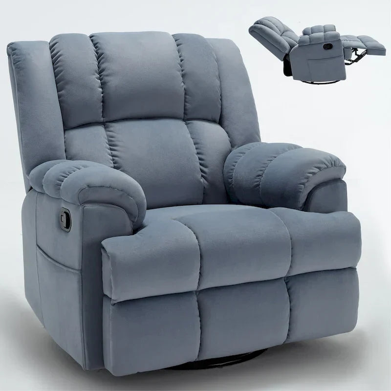 Fauteuil Inclinable Pivotant à Bascule Lazy Boy, Grand Fauteuil Inclinable Manuel Rembourré avec Accoudoirs et Dossier Capitonnés
