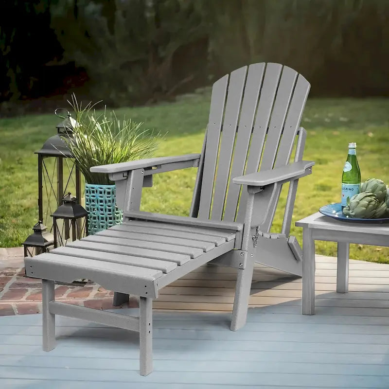 Chaise Adirondack pliante et réglable Vrakae avec ottoman