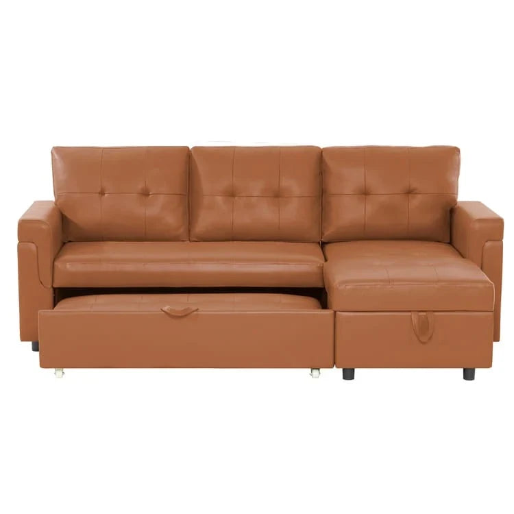 Canapé d'angle réversible avec lit gigogne, méridienne de rangement, pieds durables,