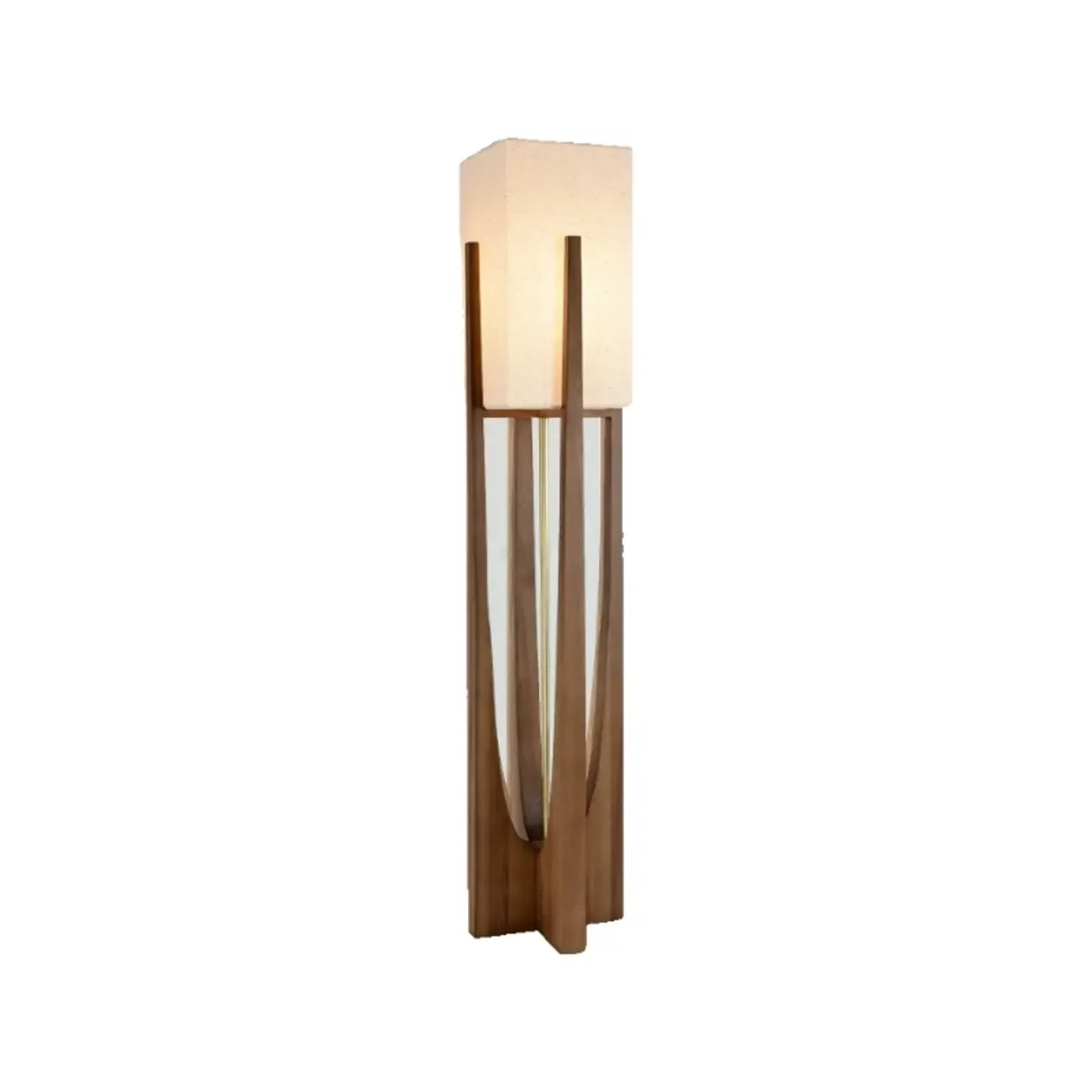 Lampadaires LED en bois vintage avec abat-jour en tissu