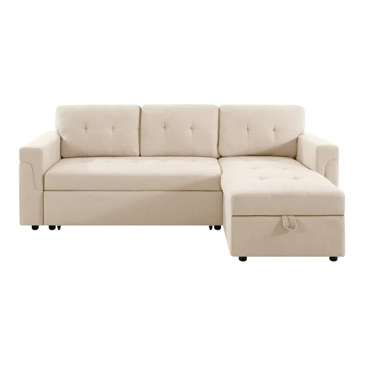 Canapé d'angle réversible avec lit gigogne, méridienne de rangement, pieds durables,