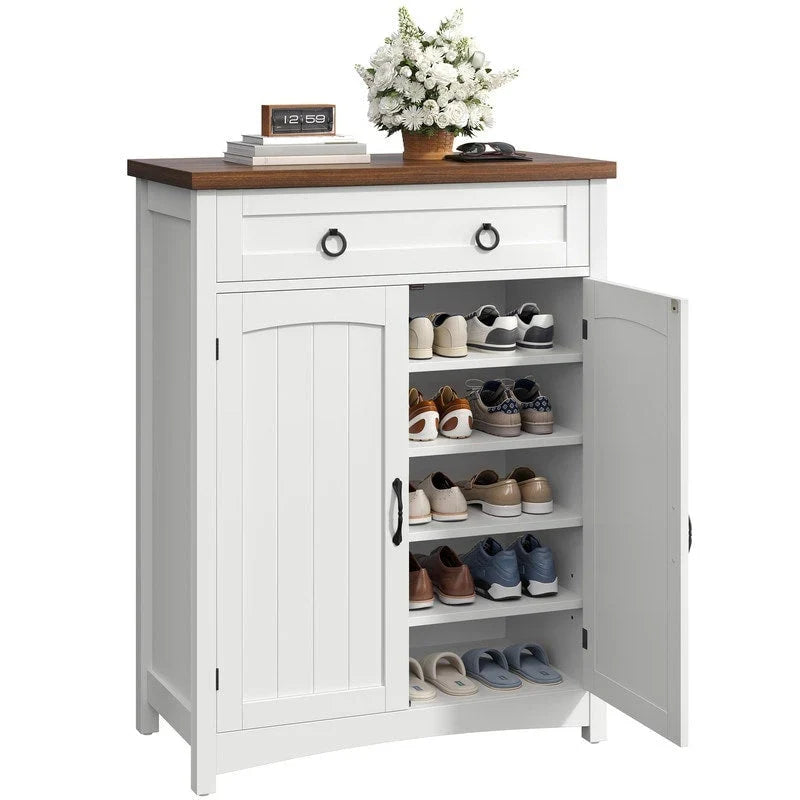 Meuble de rangement pour chaussures Moasis à 5 niveaux et 20 paires avec portes doubles pour entrée