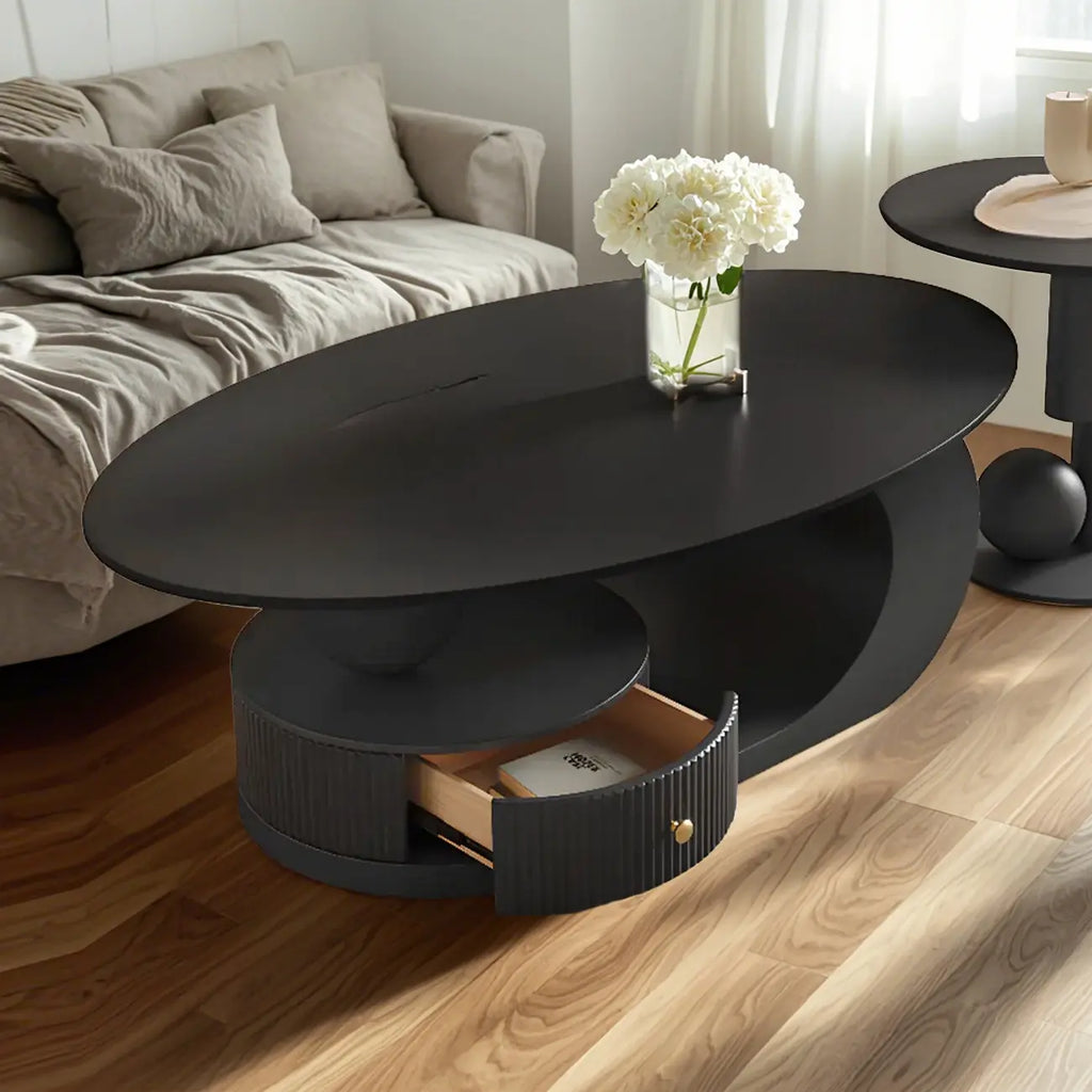 Table basse moderne avec plateau en pierre blanche anti-rayures