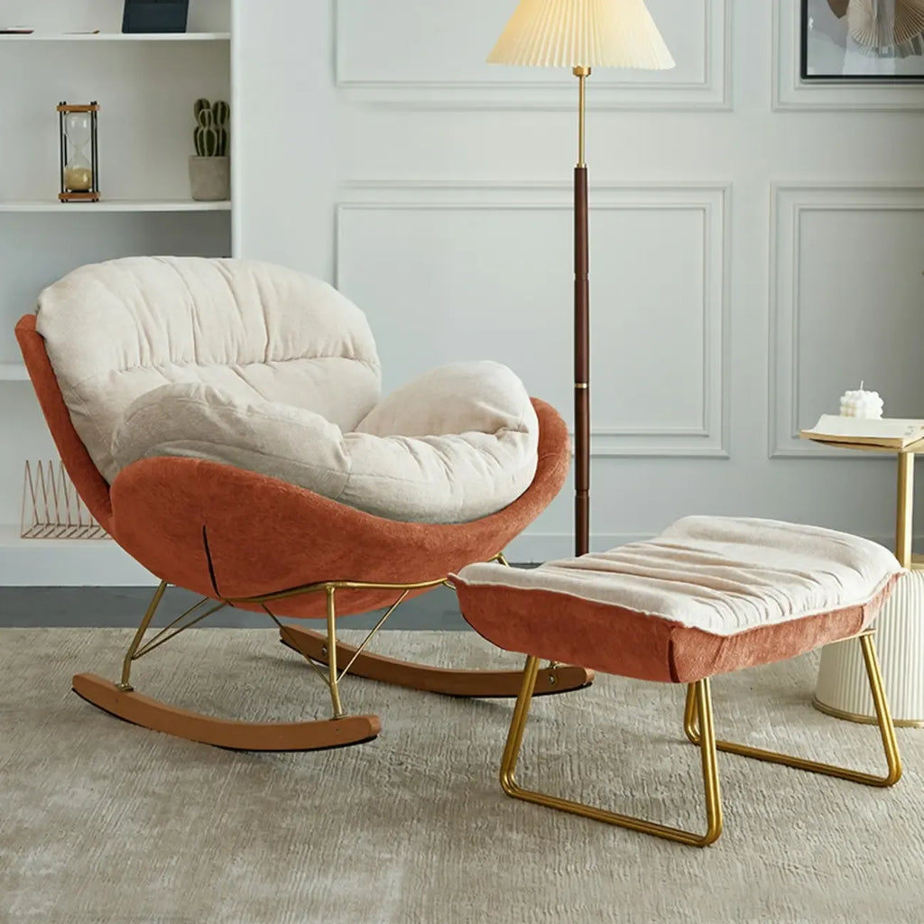 Fauteuil à bascule ergonomique rembourré en velours moderne pour chambre de bébé