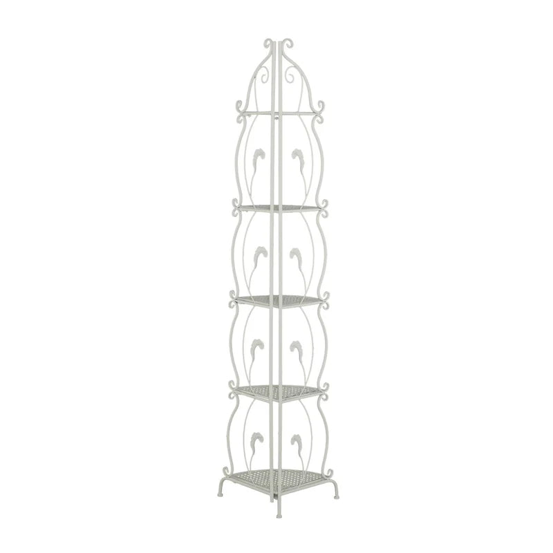 Étagère de Boulanger Pliable Haute à 5 Niveaux en Métal Décoratif pour Intérieur/Extérieur - Or ou Blanc - Roche River Decor