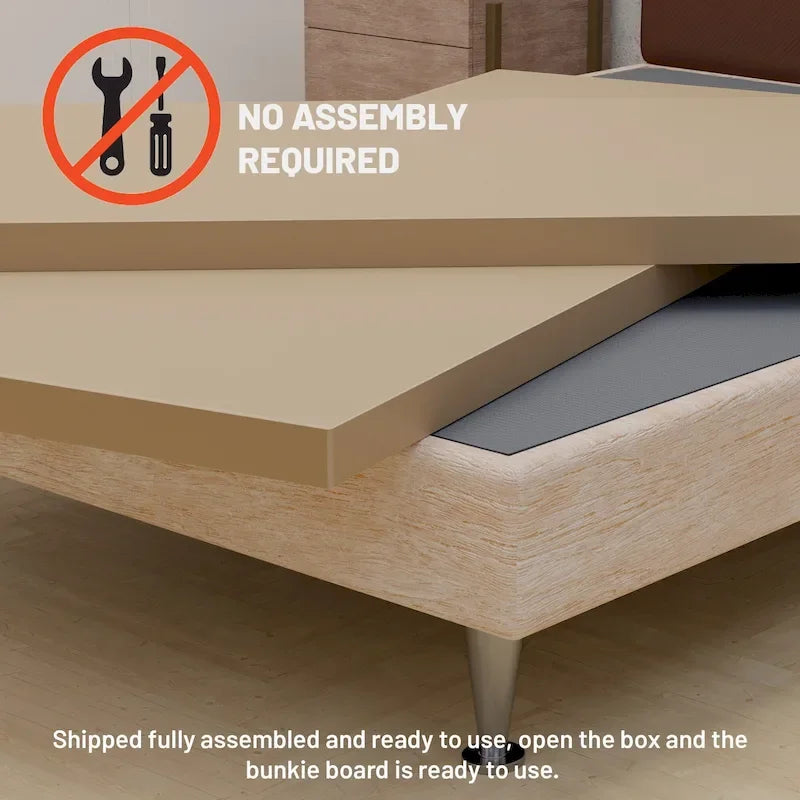 ONETAN, Sommier tapissier fendu de 3,8 cm pour matelas/support de lit - Entièrement assemblé, confort et soutien améliorés, gris