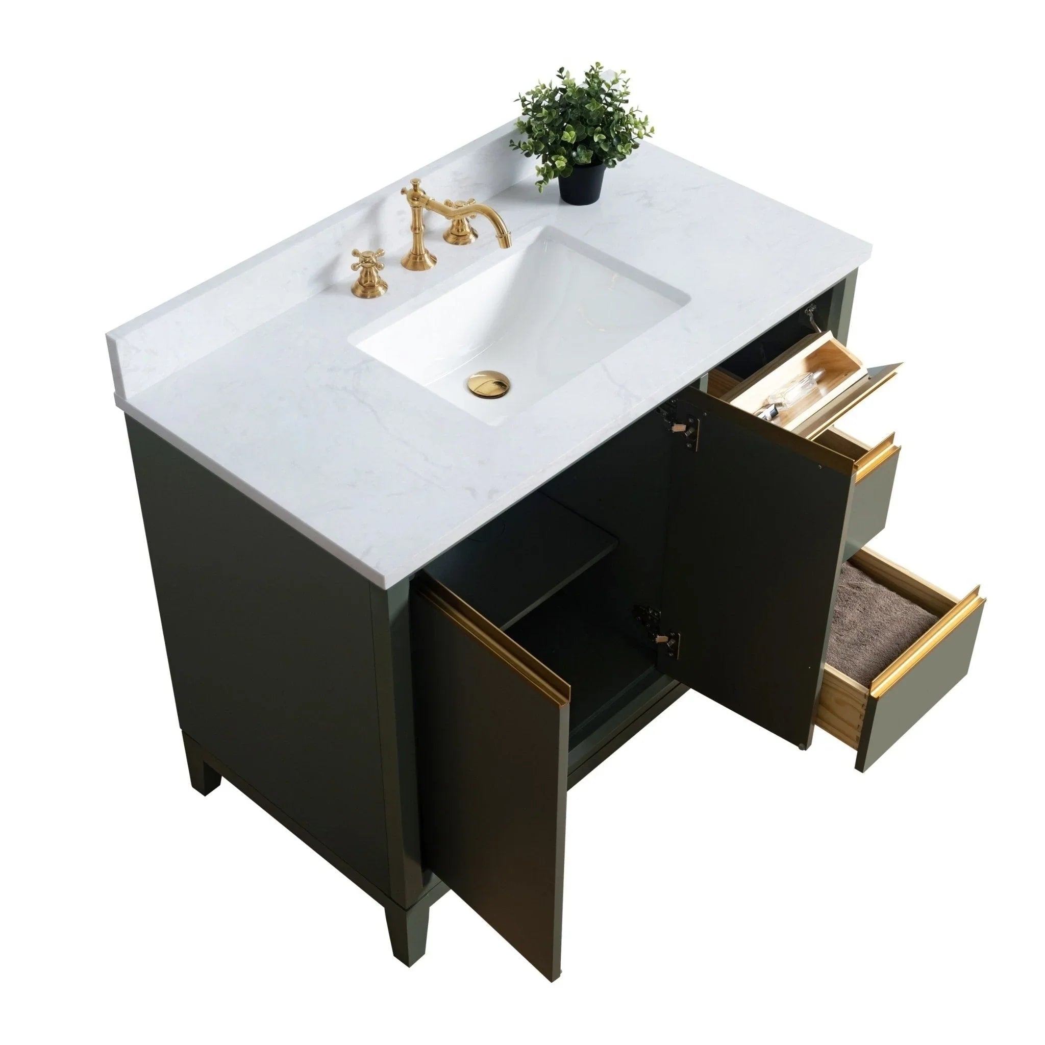 Meuble-lavabo Vanity Art avec évier en céramique et dessus en marbre reconstitué