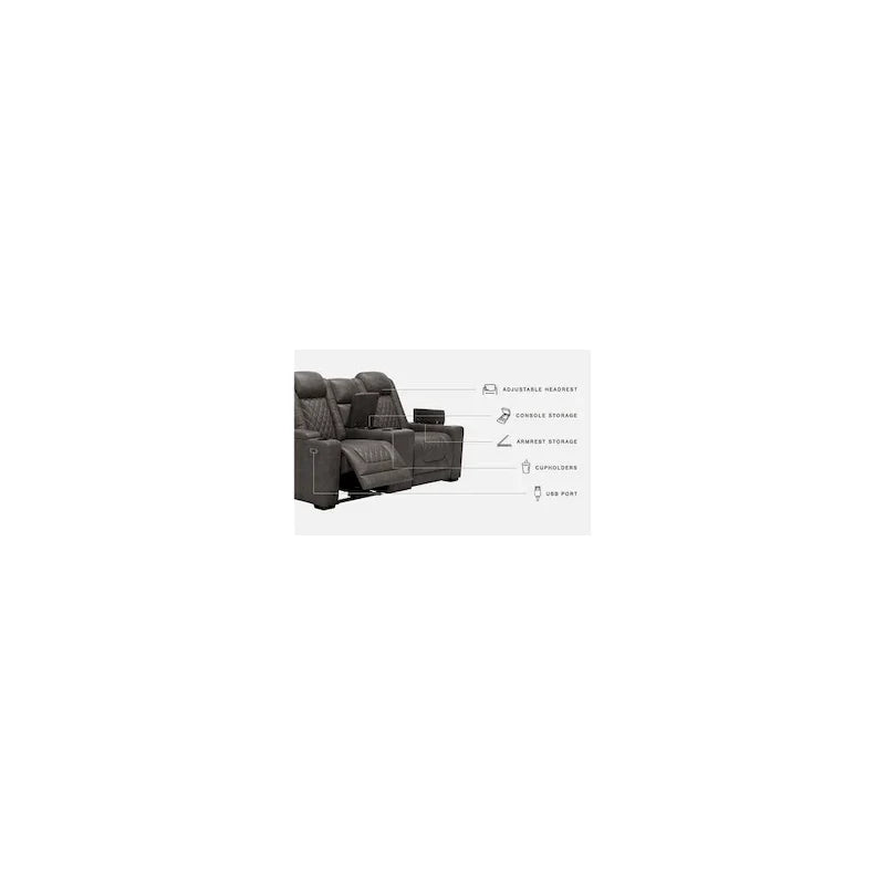 Signature Design by Ashley HyllMont – Causeuse inclinable électrique grise avec console – 71,75 po L x 39 po P x 44 po H