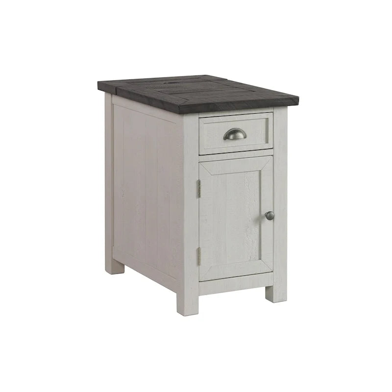Table d'appoint de chevet Monterey en bois massif avec prises de courant cachées