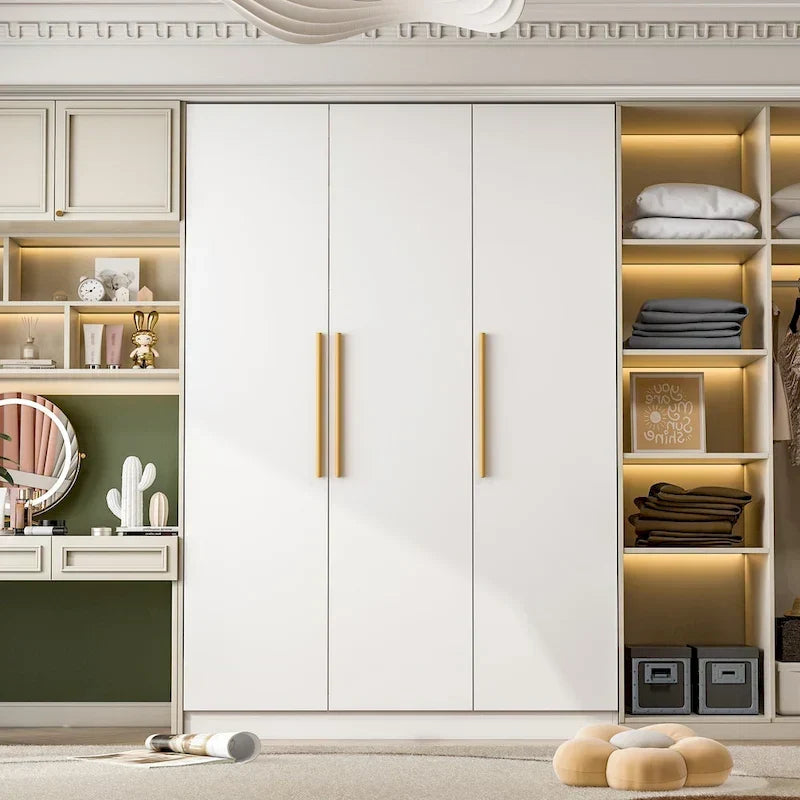 Armoire de rangement en bois avec 6 cubes de rangement et tringle à vêtements