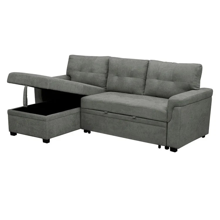 Canapé d'angle réversible avec lit gigogne, méridienne de rangement, pieds durables,