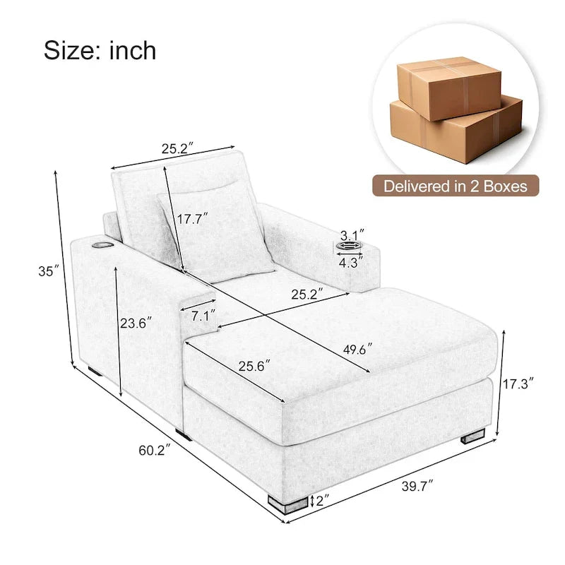 Chauffeuse surdimensionnée trois places avec oreillers