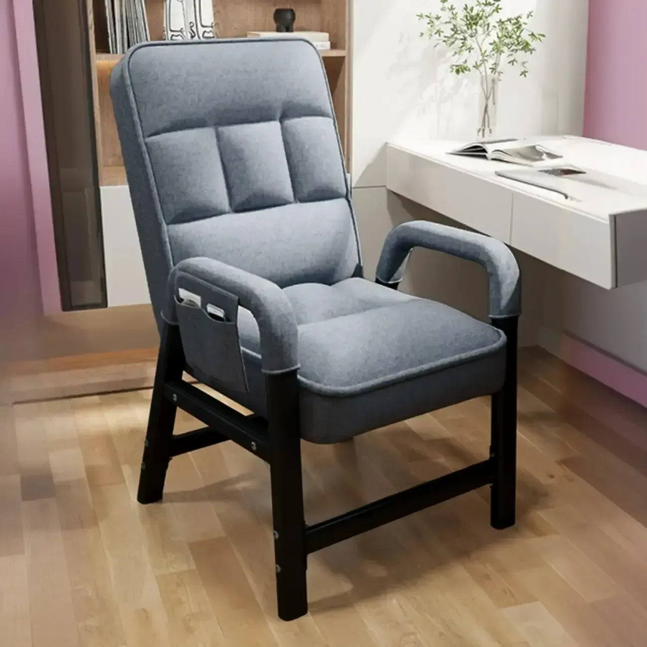 Chaise de bureau moderne à 4 pieds, rembourrée, gris