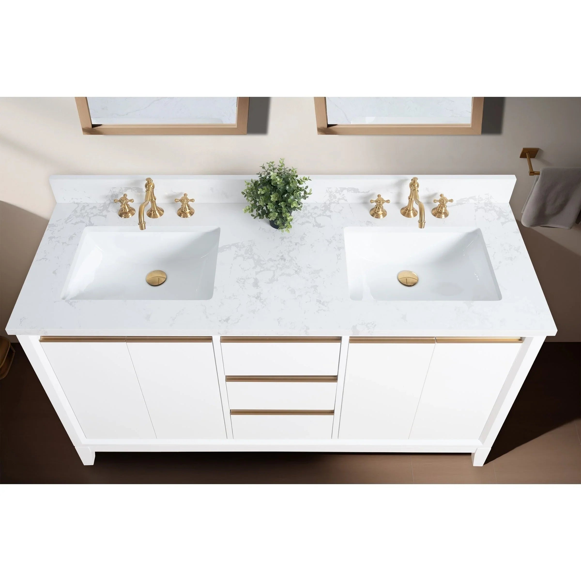 Meuble-lavabo Vanity Art avec évier en céramique et dessus en marbre reconstitué