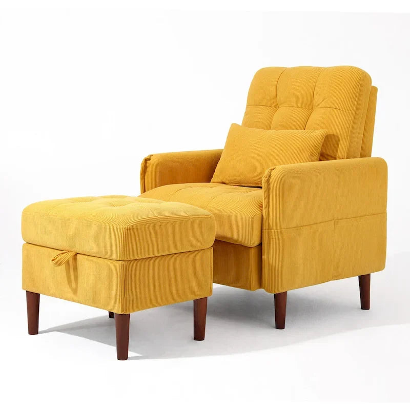 Fauteuil de salon moderne UIXE avec pouf de rangement et dossier réglable
