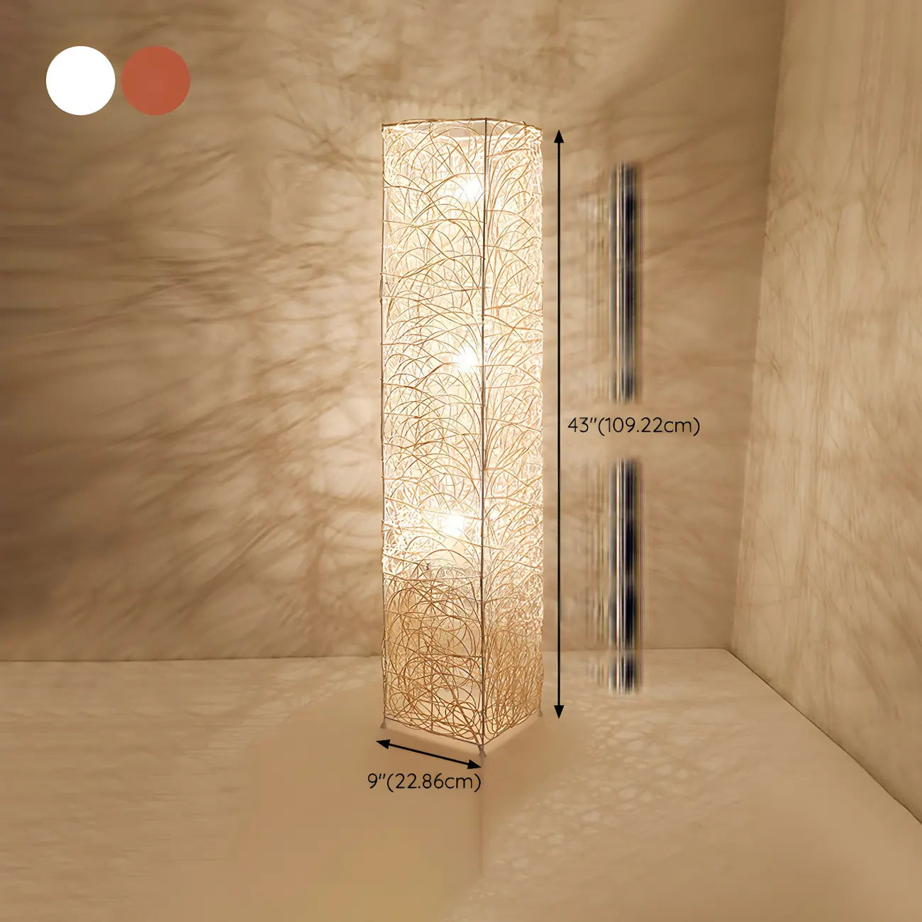 Lampadaire LED en rotin à brancher pour salon
