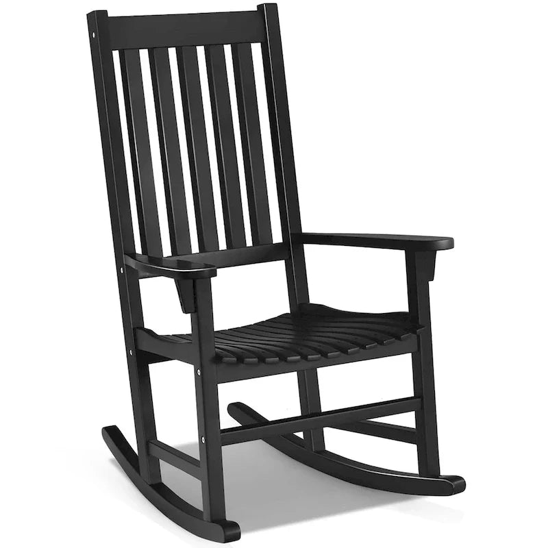 Fauteuil à bascule avec cadre en bois massif, fauteuil à bascule de véranda, intérieur/extérieur