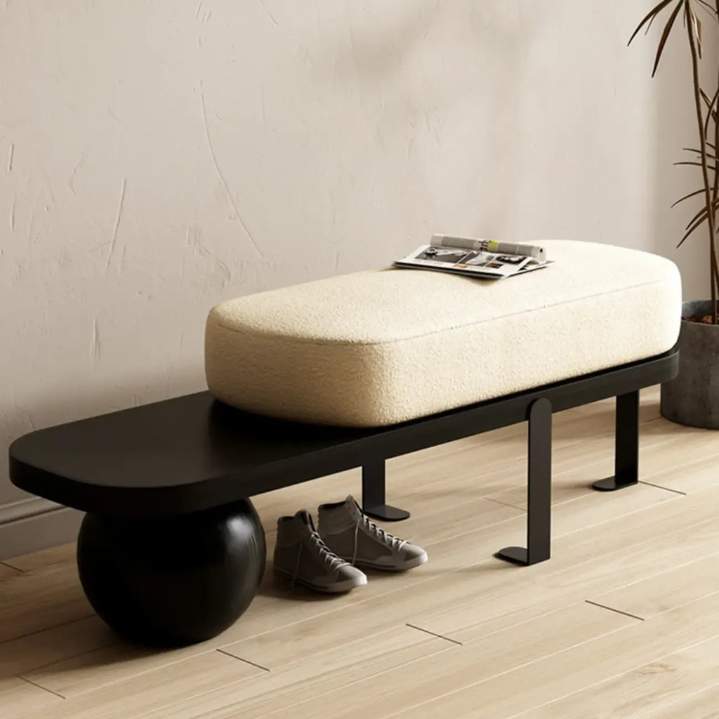 Banc court rembourré en bois beige moderne