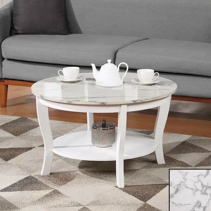 Table basse ronde avec étagère