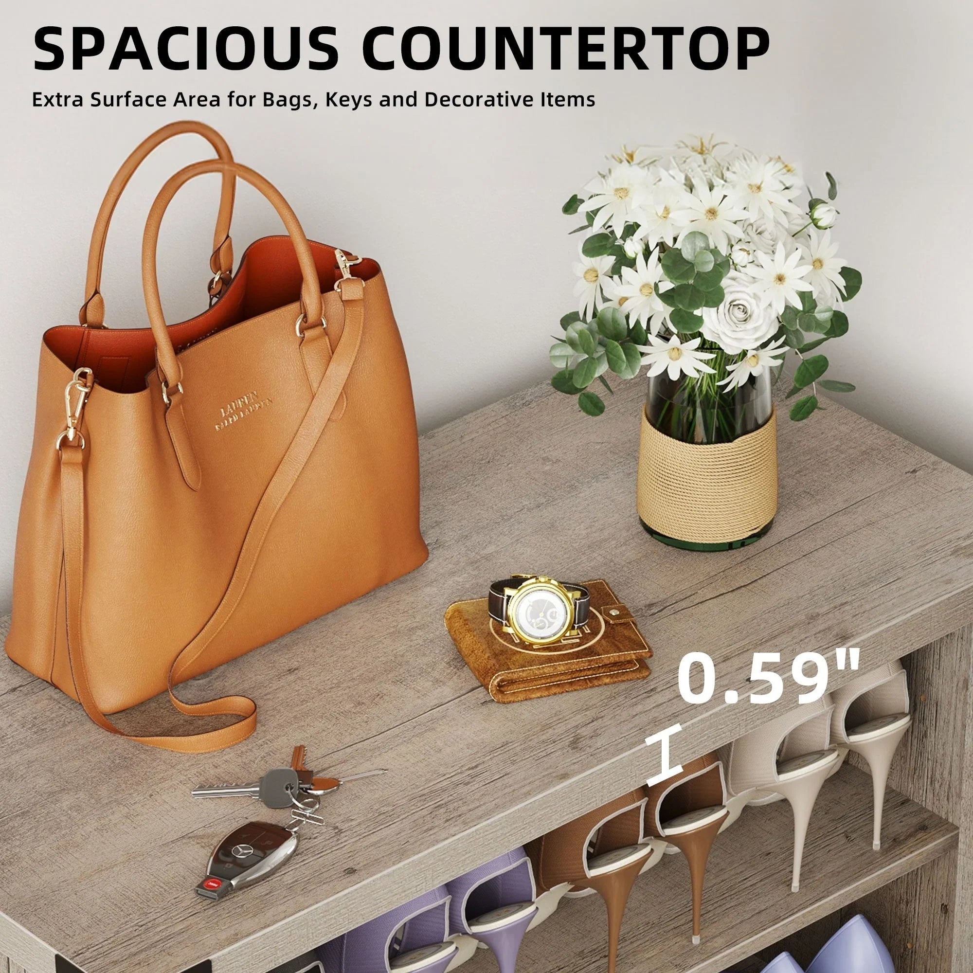 Meuble de rangement pour chaussures Moasis à 5 niveaux et 20 paires avec portes doubles pour entrée