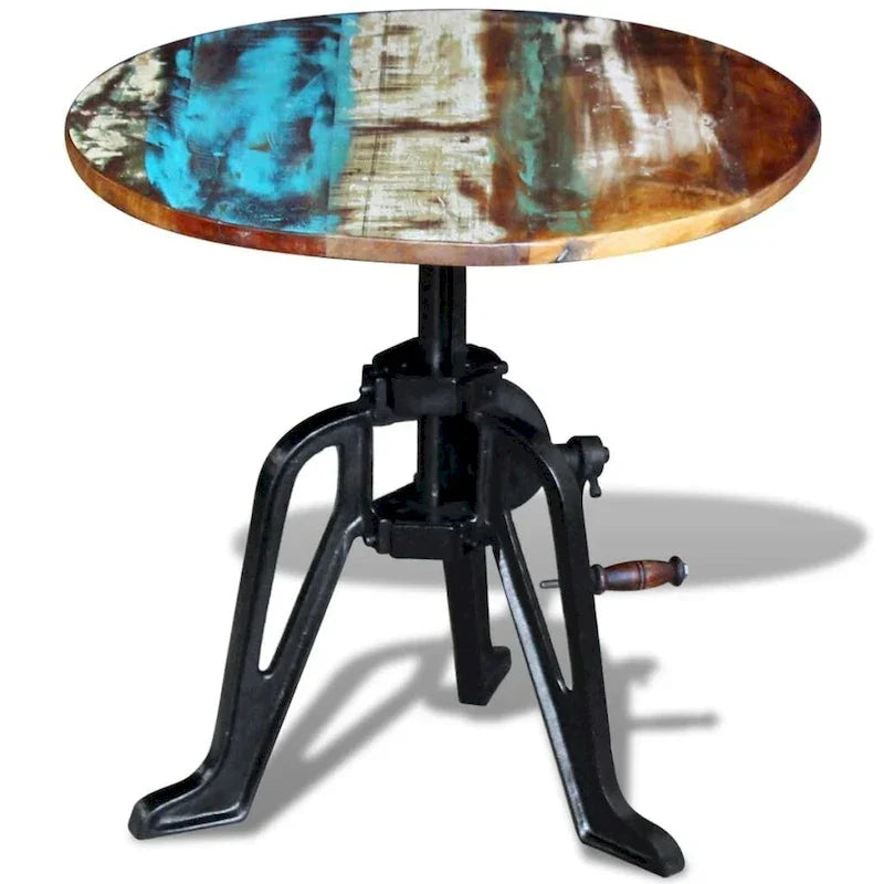 vidaXL Table d'appoint Table basse ronde Bout de canapé Bois massif et fonte