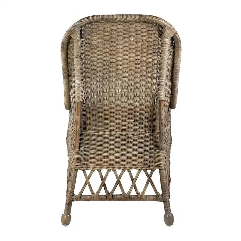 Chaise d'appoint de salle à manger capitonnée en rotin naturel par East at Main