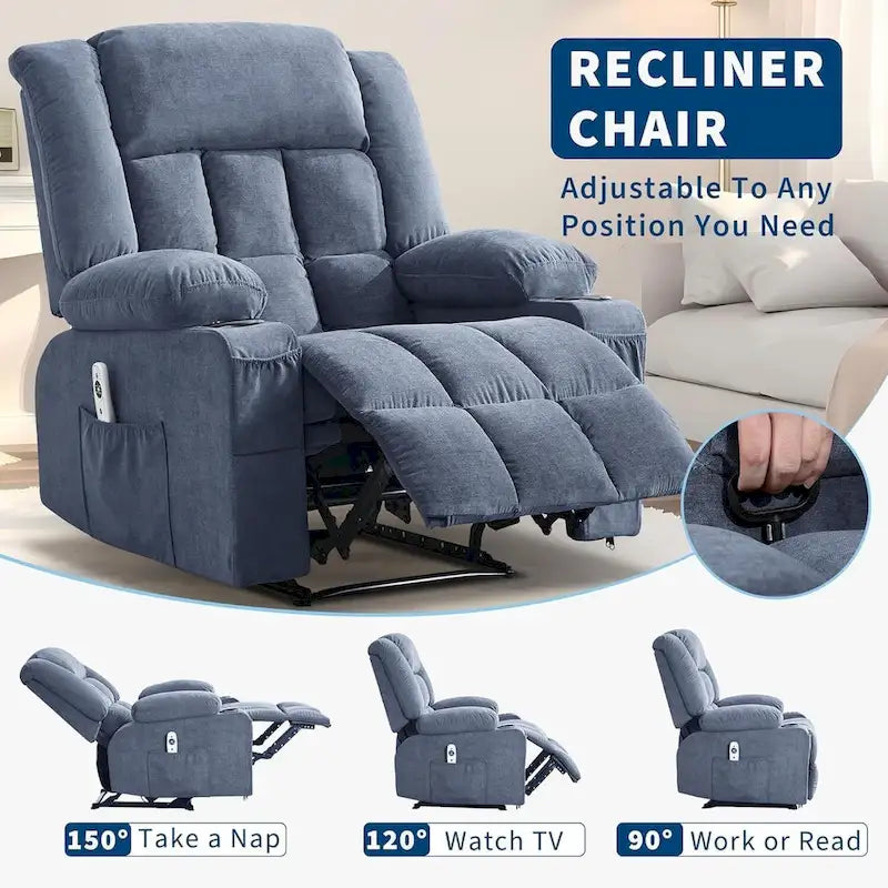 Fauteuil inclinable télécommandé avec fonction chauffage et massage
