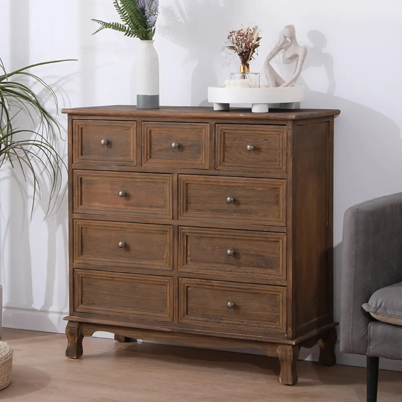 Meuble d'appoint rustique en bois marron pour salon
