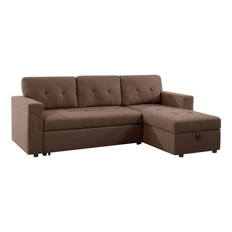 Canapé d'angle réversible avec lit gigogne, méridienne de rangement, pieds durables,