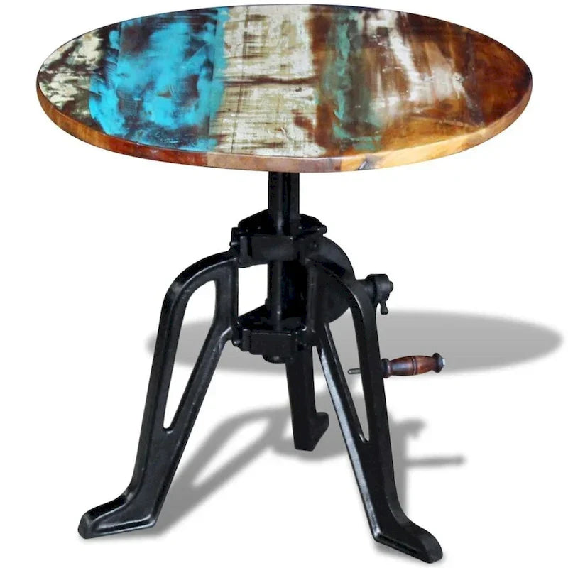vidaXL Table d'appoint Table basse ronde Bout de canapé Bois massif et fonte