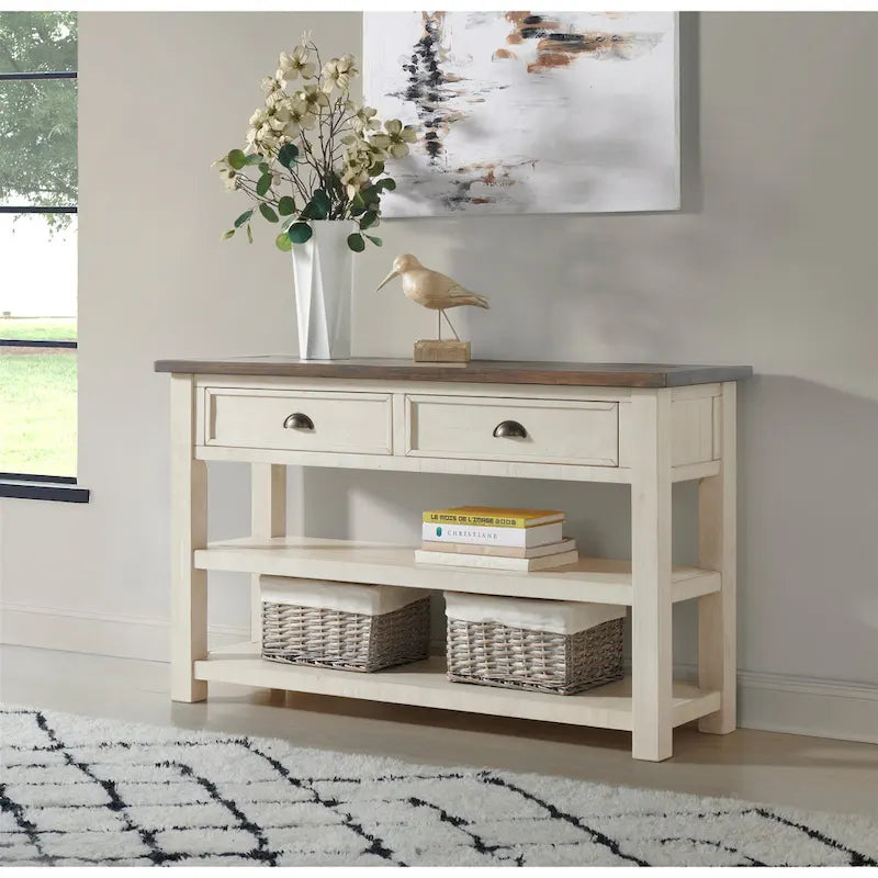 The Gray Barn Downington Table console de canapé à 2 tiroirs en bois massif