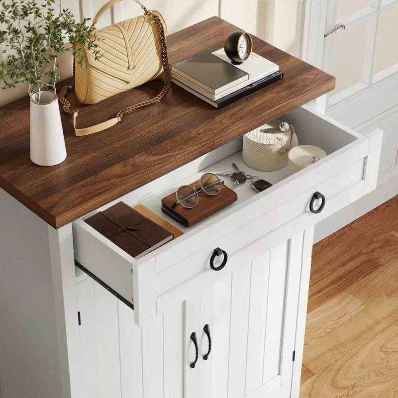 Meuble de rangement pour chaussures Moasis à 5 niveaux et 20 paires avec portes doubles pour entrée