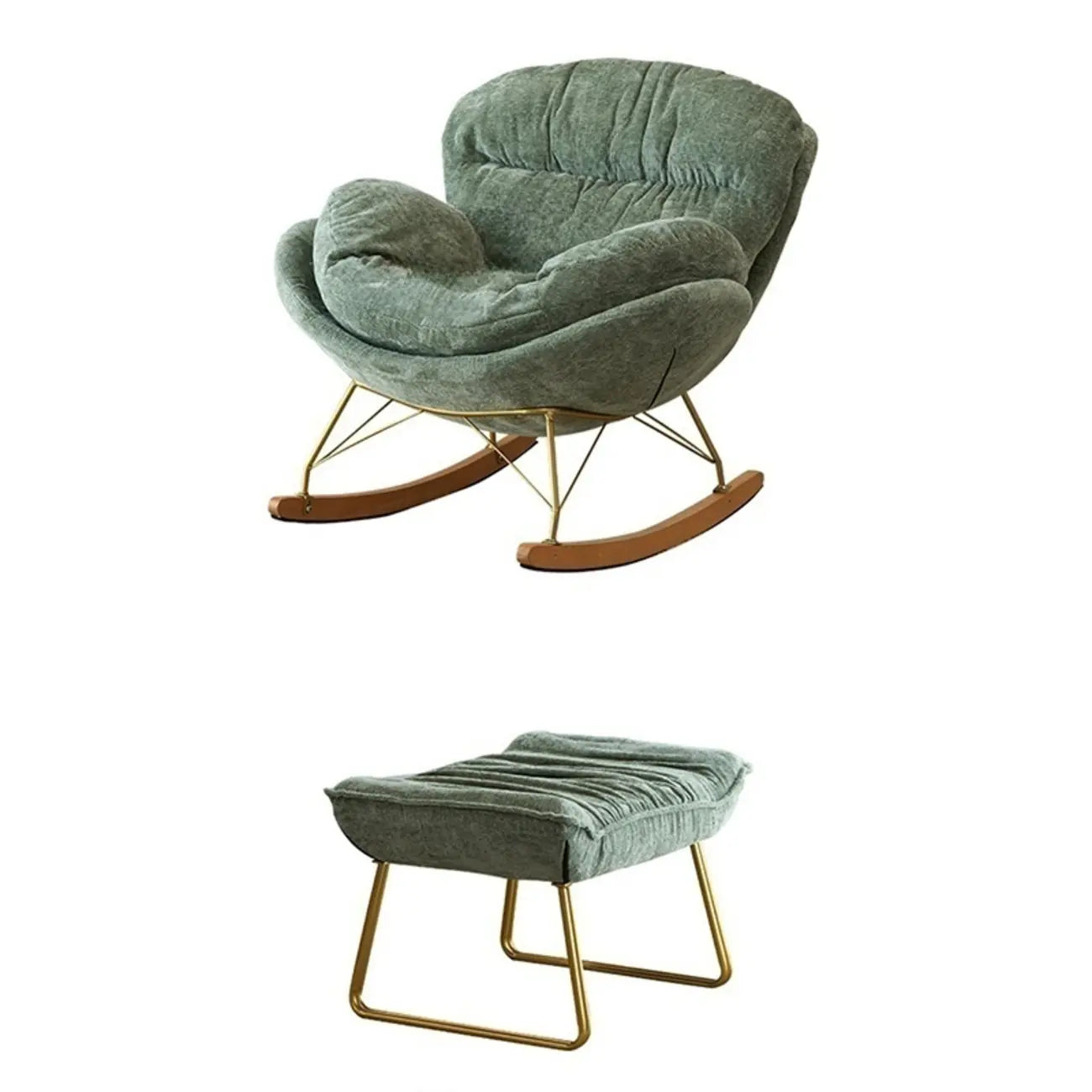 Fauteuil à bascule ergonomique rembourré en velours moderne pour chambre de bébé
