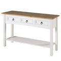 Console de couloir rustique en pin massif, blanc cérusé / marron antique / gris cérusé / non peinte, 3 tiroirs