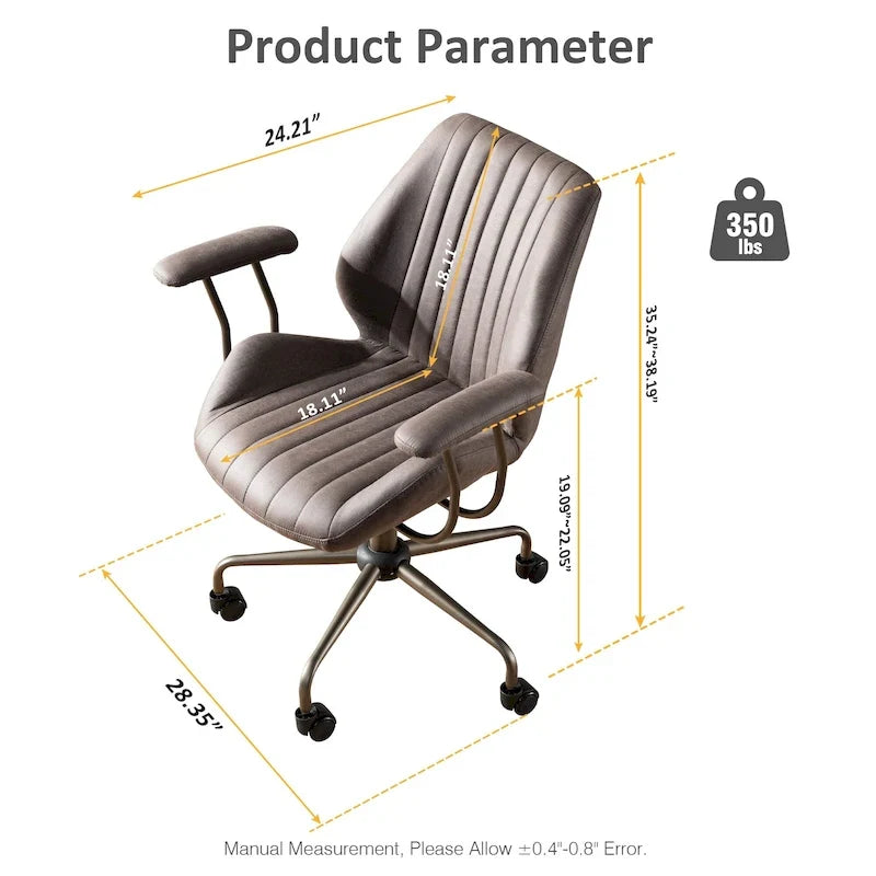Chaise de bureau ergonomique en suède avec support lombaire