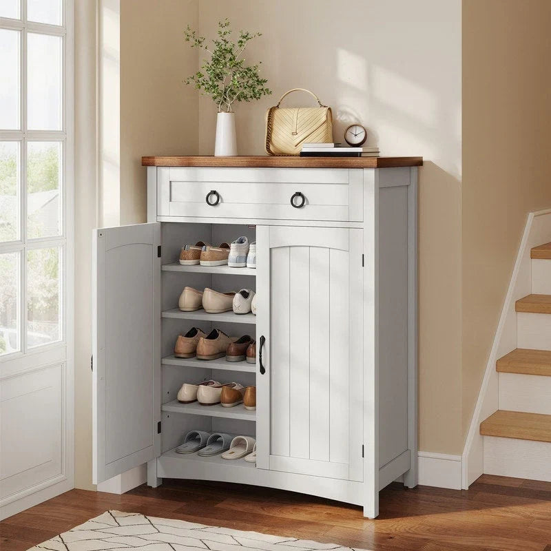 Meuble de rangement pour chaussures Moasis à 5 niveaux et 20 paires avec portes doubles pour entrée