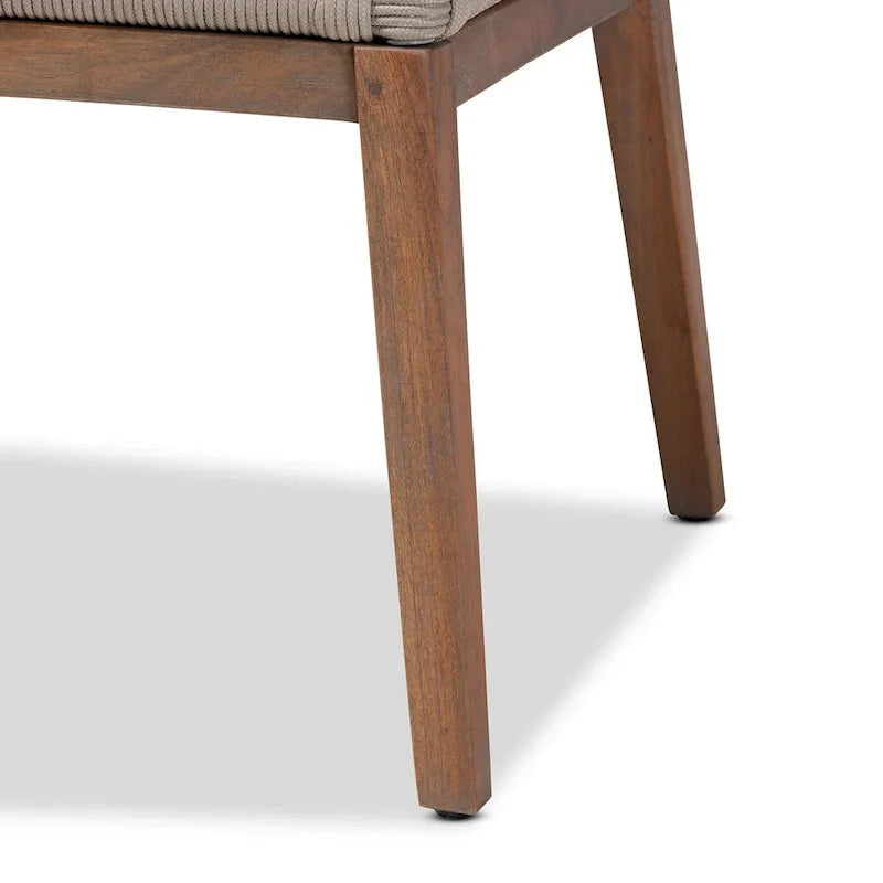 Chaise de salle à manger en acajou tressée en corde de style transitionnel moderne ââ‚?Grise