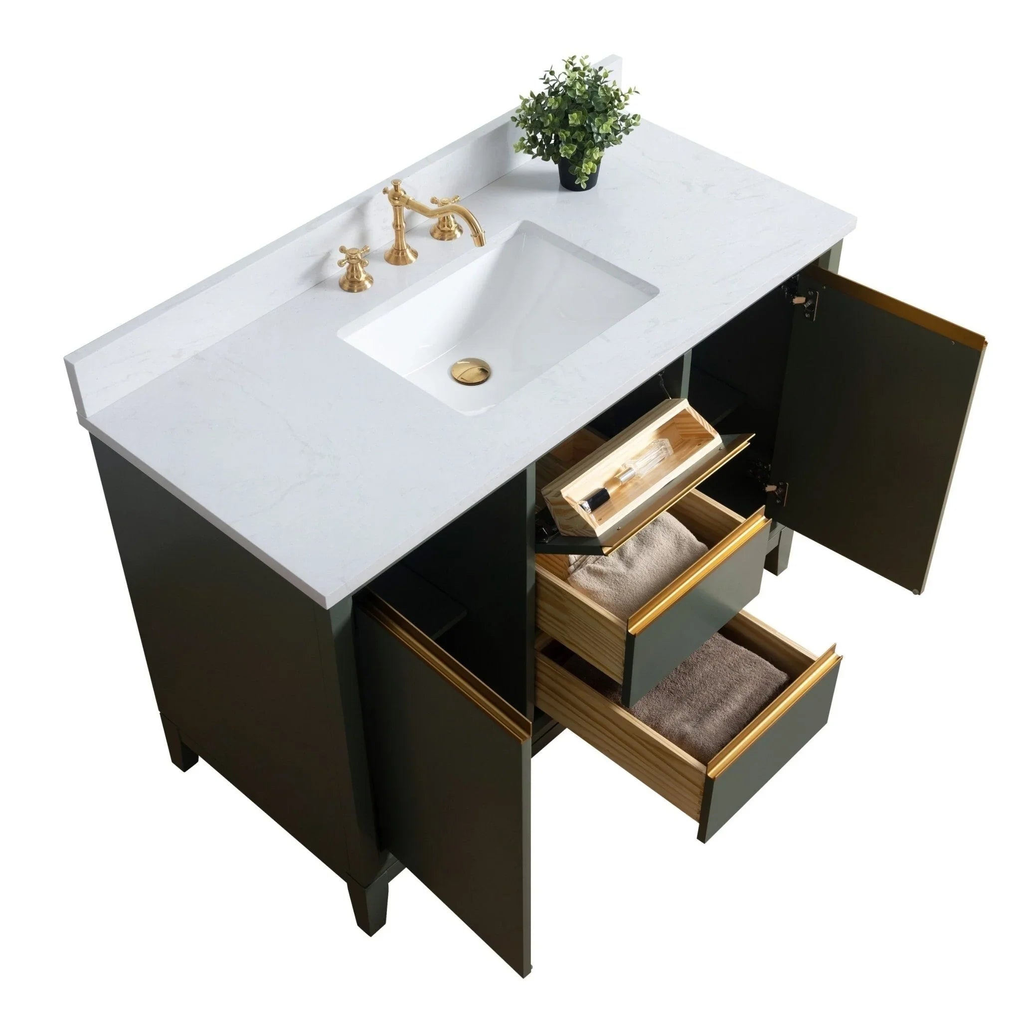 Meuble-lavabo Vanity Art avec évier en céramique et dessus en marbre reconstitué