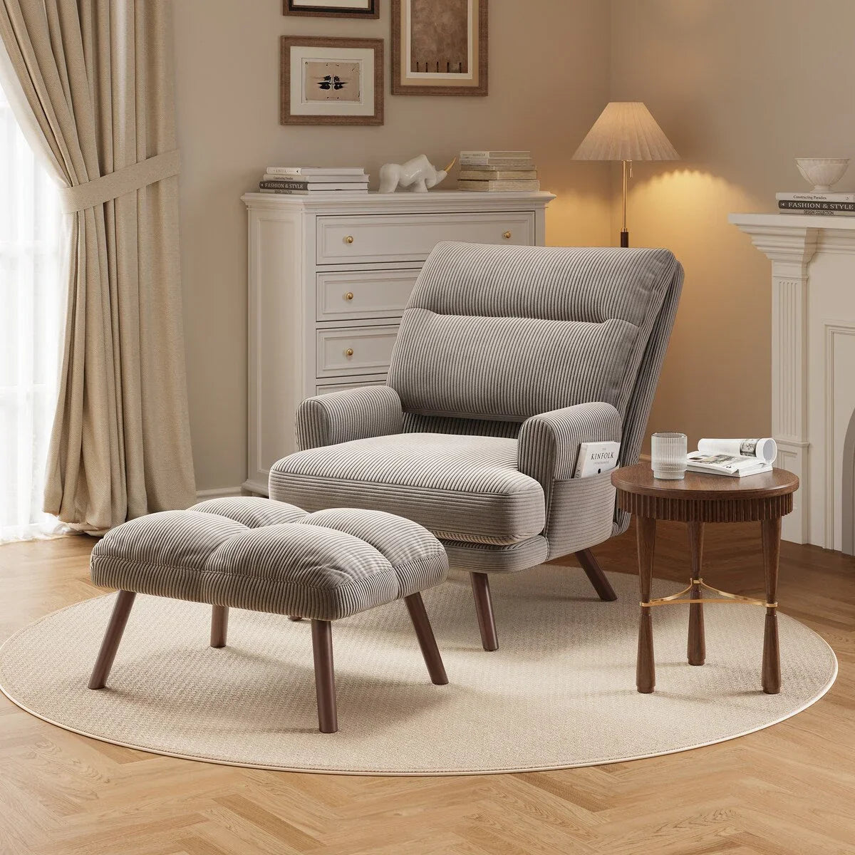 Chaise longue inclinable réglable OVIOS avec ottoman