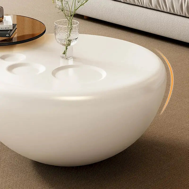Table basse gigogne 42 moderne ronde blanc crème, 2 pièces pour le salon - 62