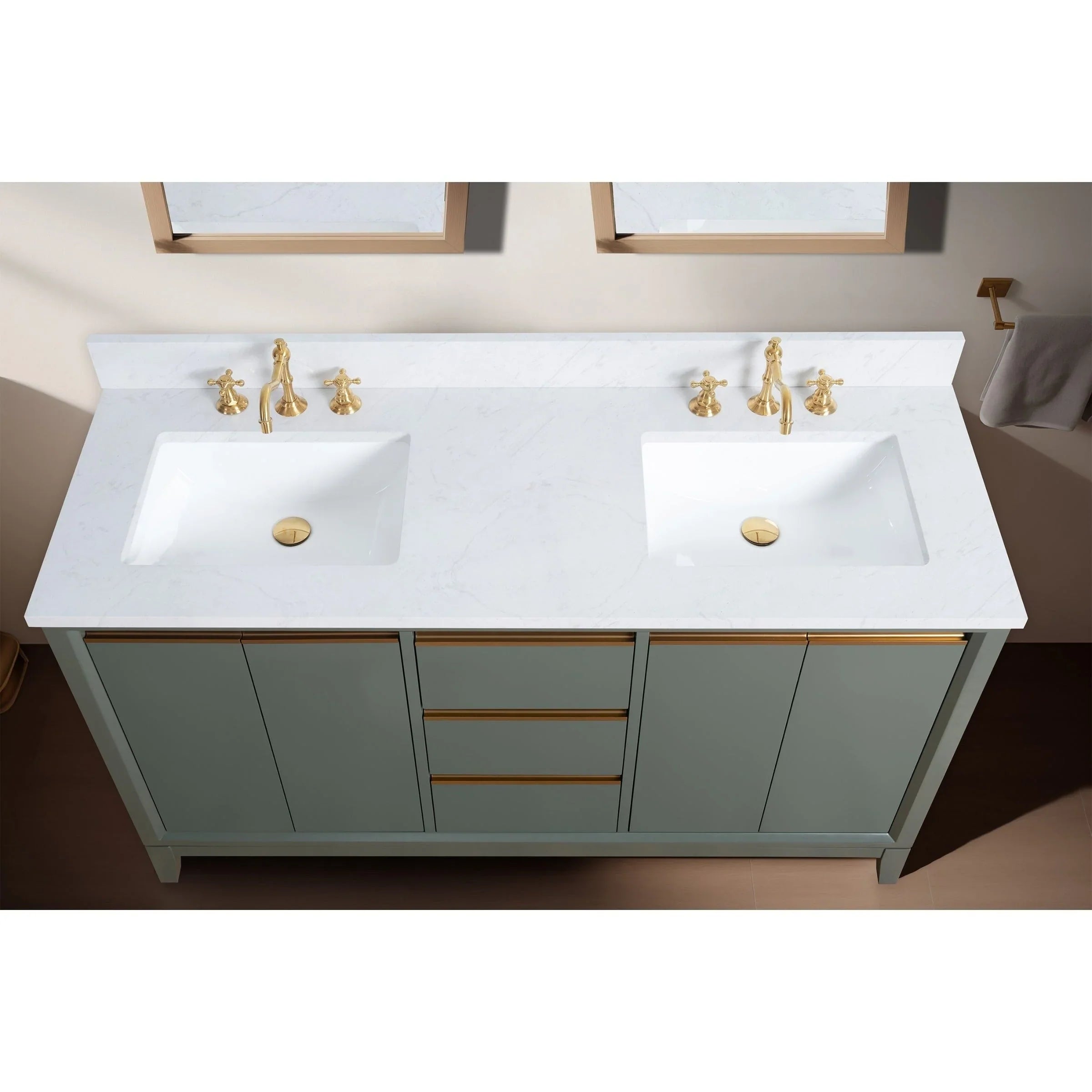 Meuble-lavabo Vanity Art avec évier en céramique et dessus en marbre reconstitué