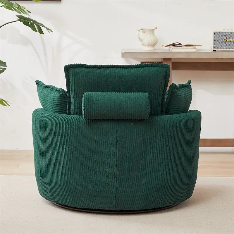 Fauteuil pivotant surdimensionné avec pouf de rangement lune et 4 oreillers