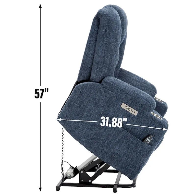Fauteuil inclinable Power Lift avec massage et chaleur, fauteuils inclinables larges et rembourrés Lazy Boy avec ports USB, Type C et 2 porte-gobelets en acier