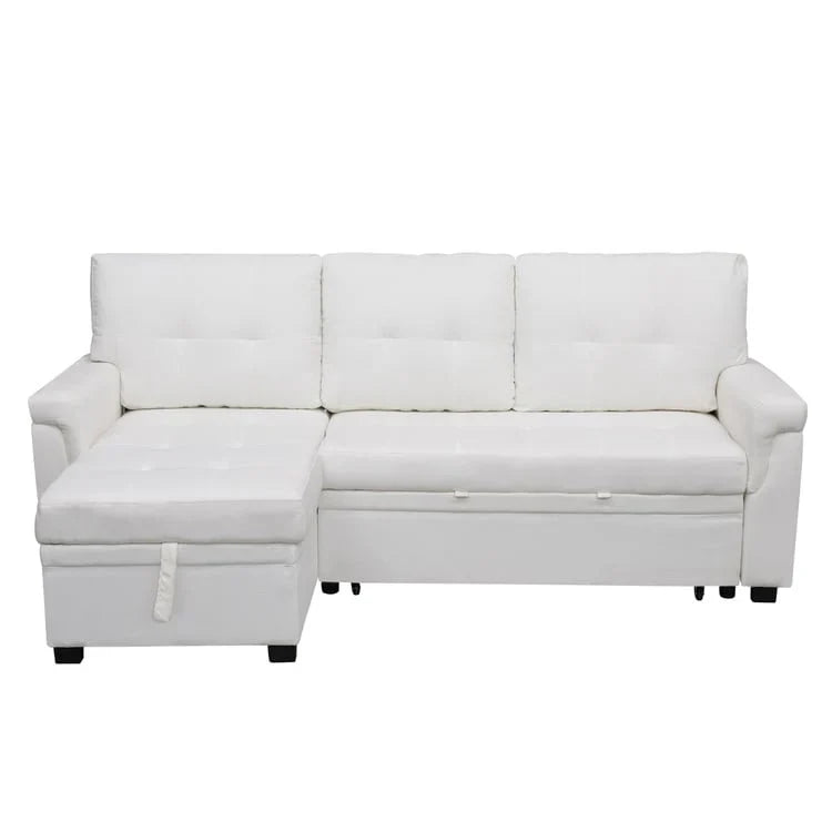 Canapé d'angle réversible avec lit gigogne, méridienne de rangement, pieds durables,