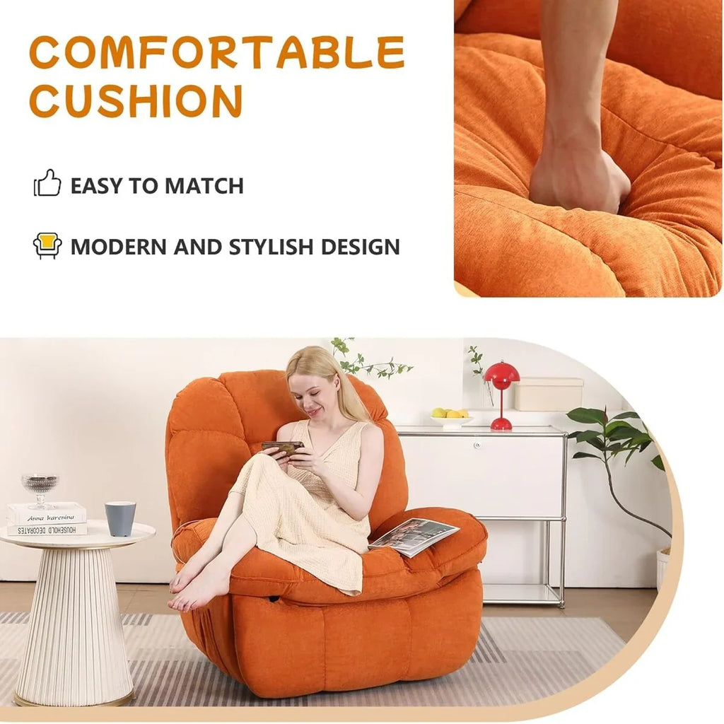 Fauteuil inclinable pivotant XINMICS, Fauteuils inclinables à bascule de massage avec fonction chauffante, ports USB, USB-C et pochette latérale