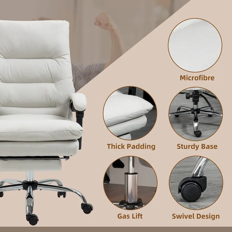Fauteuil de bureau massant, chauffant et inclinable en microfibre Vinsetto avec vibrations