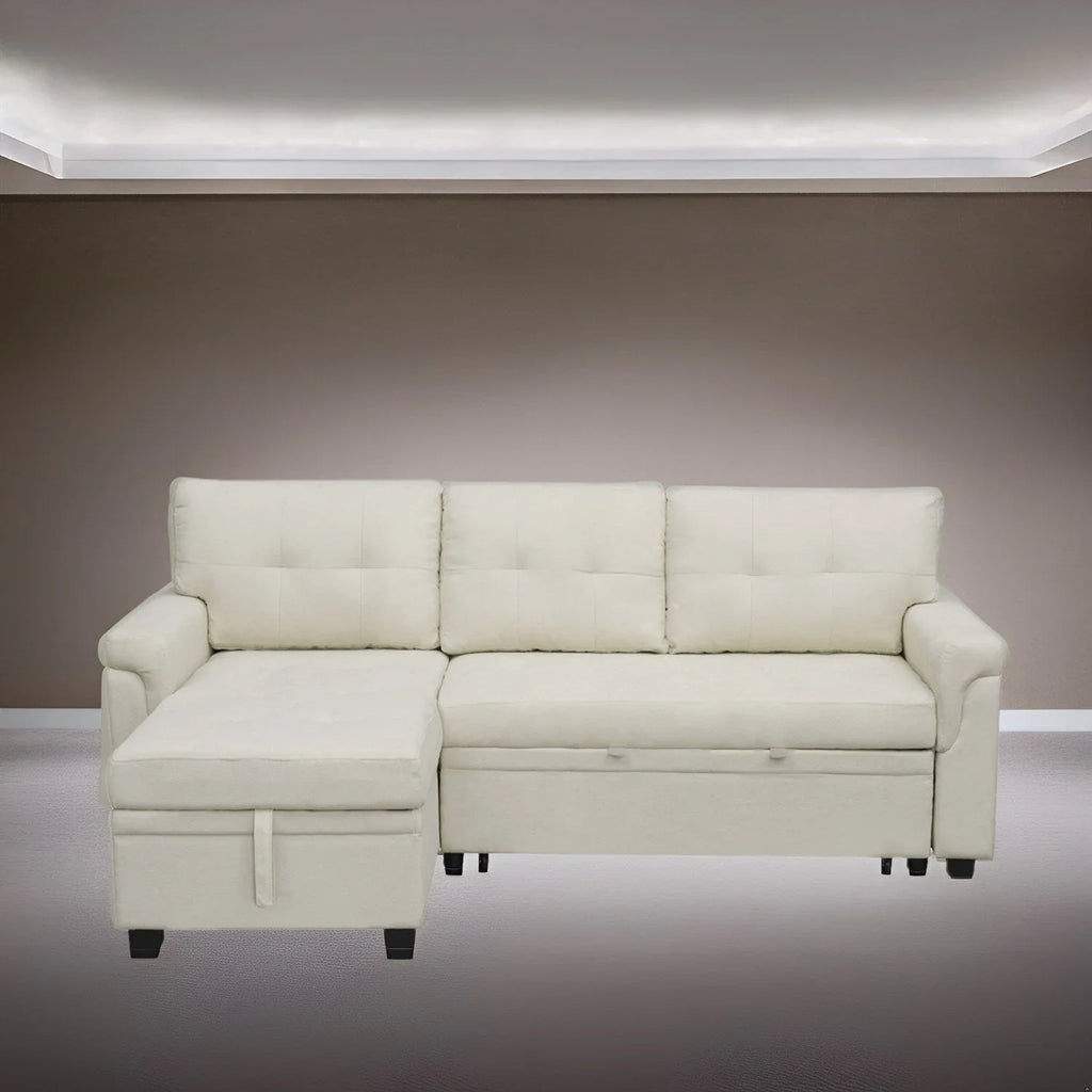 Canapé d'angle réversible avec lit gigogne, méridienne de rangement, pieds durables,