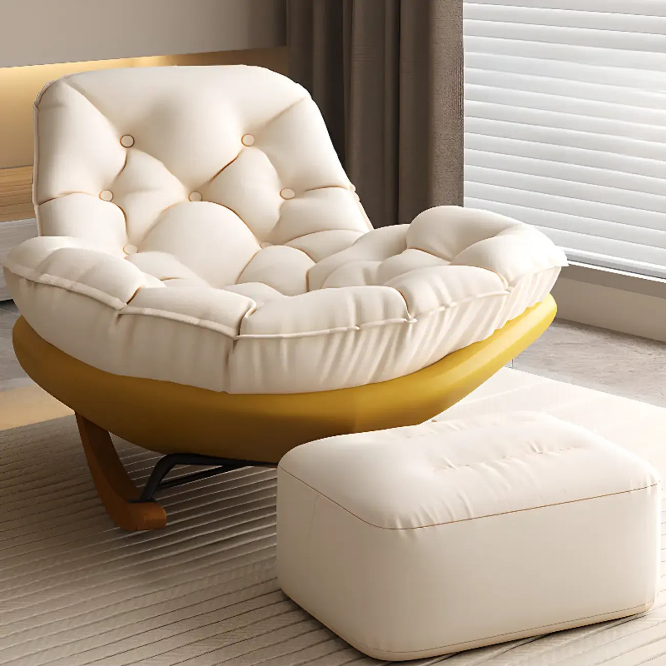 Fauteuil à bascule scandinave rembourré avec ottoman en option